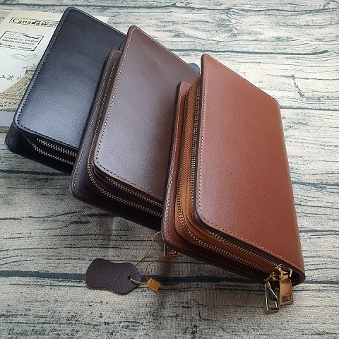 Clutch nam da bò thật 2 ngăn khóa CL124 (Black/ Brown/ Coffee)