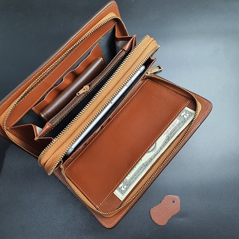 Clutch nam da bò thật 2 ngăn khóa CL124 (Black/ Brown/ Coffee)