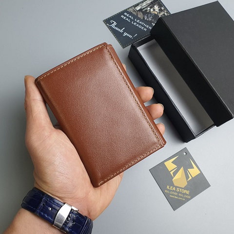 Ví nam gập 3 da bò thật WS102