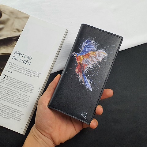 Ví dài cầm tay nam/nữ da bò thật WL110-Rio (Đen)