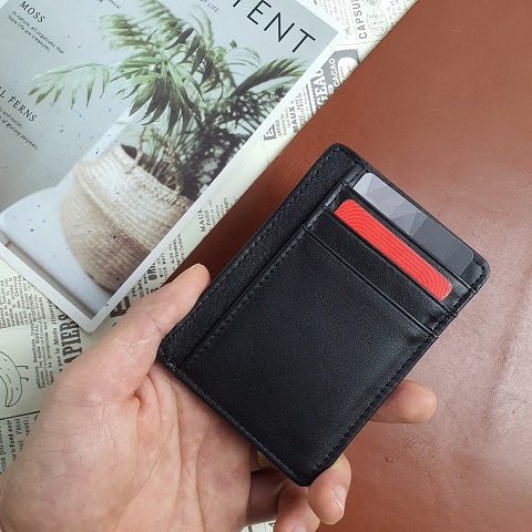 Ví Card Holder da bò thật CH108 (Đen/Nâu Cafe)