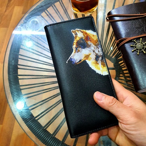 Ví dài cầm tay nam nữ da bò thật WL110-Wolf (Đen)
