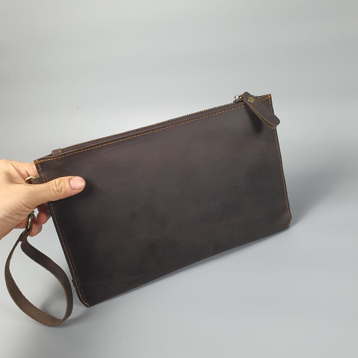 Clutch cầm tay nam da bò sáp CL152 (Nâu sáp)
