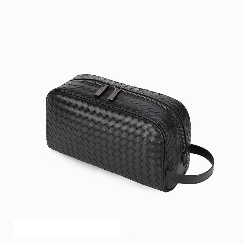 Túi golf nam da bò thật; CLutch nam 1 ngăn khóa da thật CL157 (Đen da đan)
